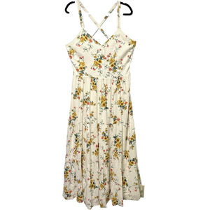 OLD NAVY Maxi Floral Dress Smocked Empire Waist Spaghetti Straps Lined Ruffle L